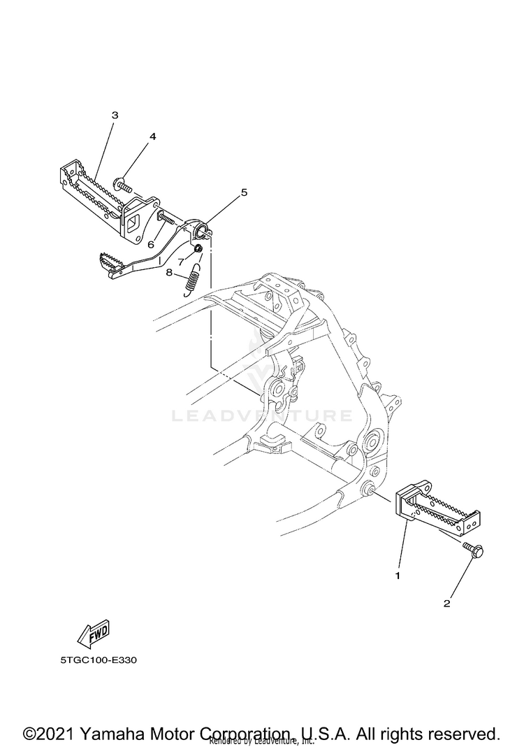 Stand Footrest YFZ450 - YFZ450XGY - 2008 Schematic