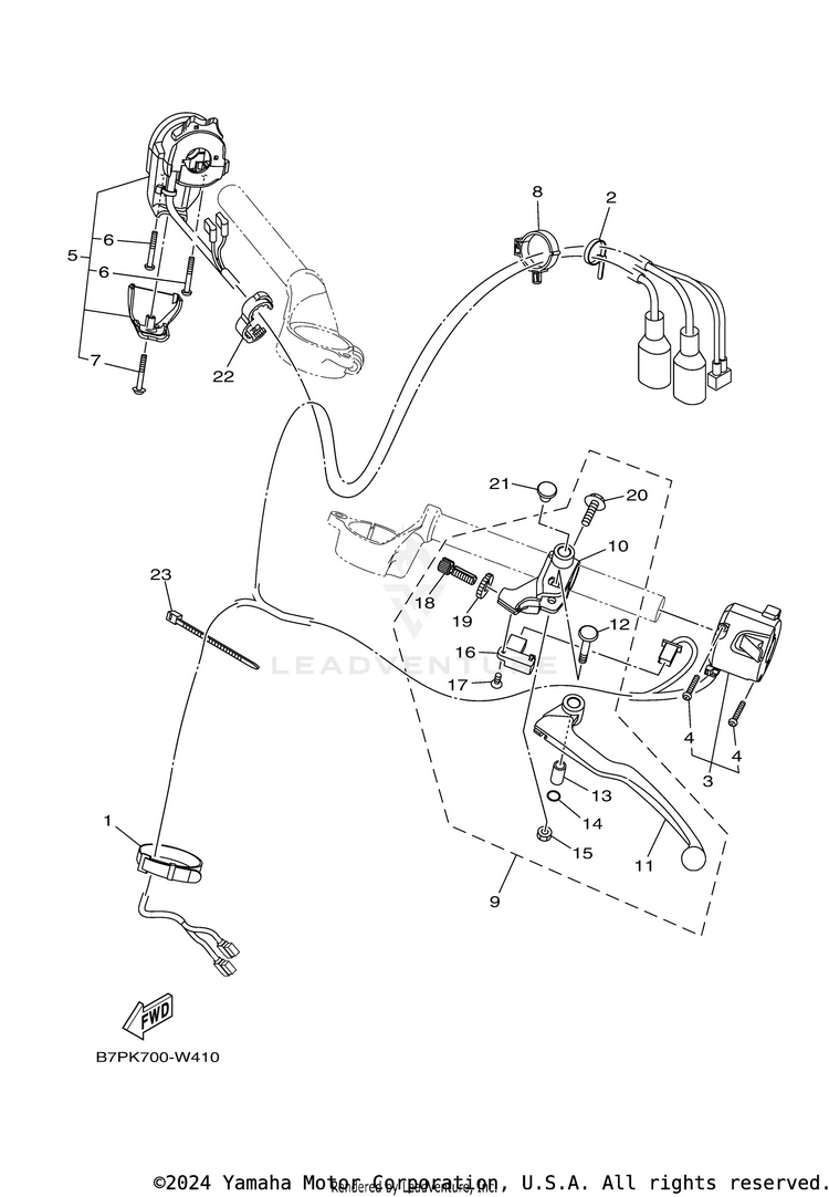 Handle Switch & Lever YZFR3 ABS - YZFR3AMB - 2021 Schematic