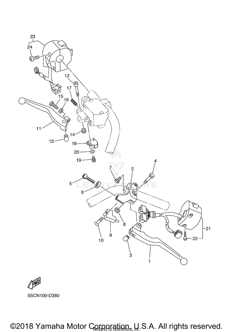 Handle Switch Lever V STAR 650 CLASSIC C - XVS65AWC - 2007 Schematic