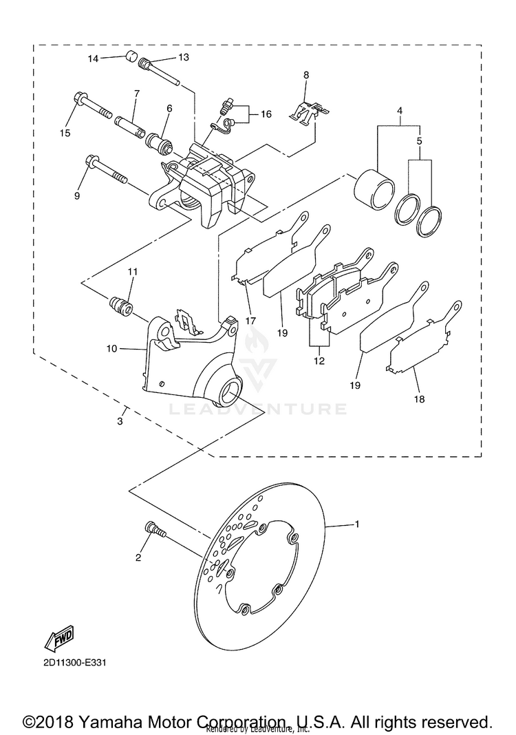 Rear Brake Caliper FZ1 - FZS10EC - 2014 Schematic