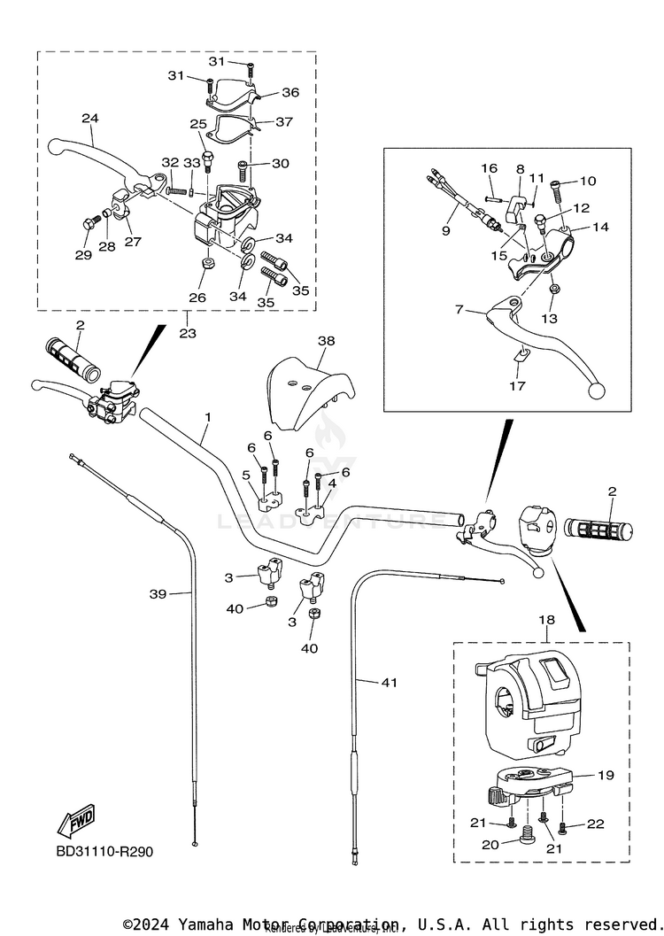 Steering Handle Cable RAPTOR 90 - YFM09RYXJL - 2018 Schematic