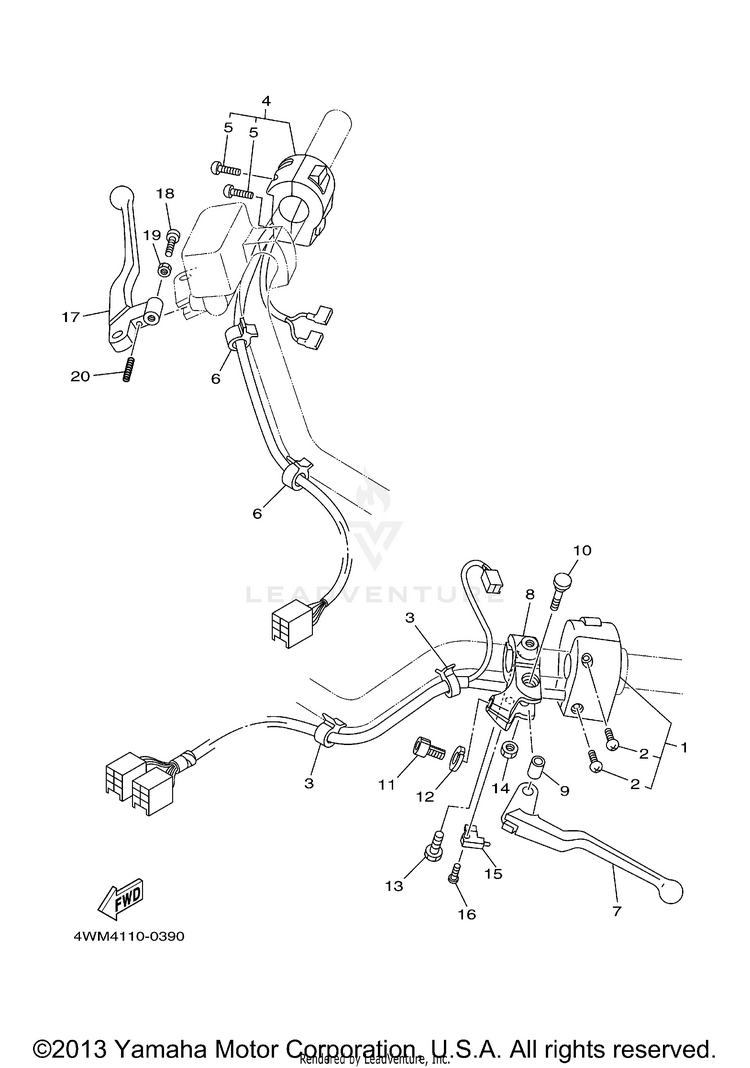 Handle Switch Lever ROAD STAR - XV1600ALMC - 2000 Schematic