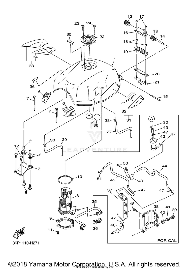 Fuel Tank FZ6R - FZ6RZCB - 2010 Schematic