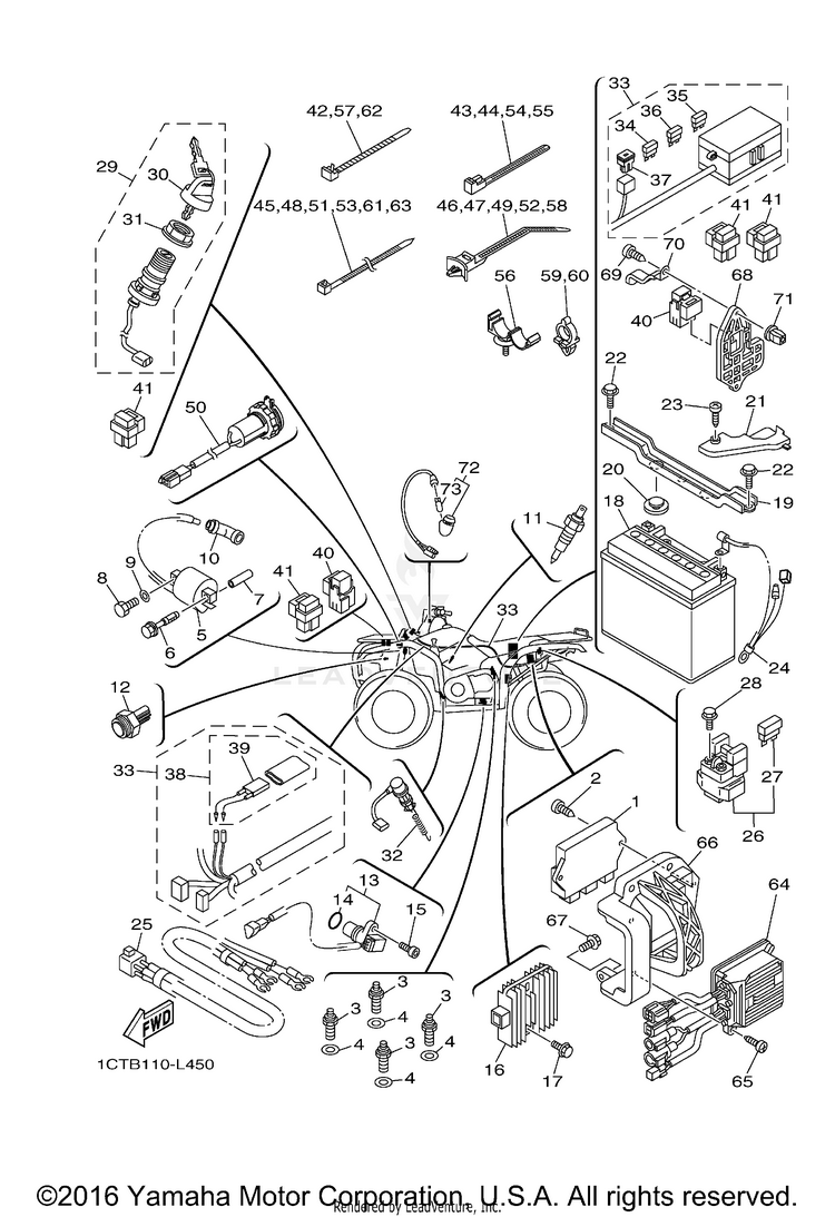 Electrical 1 GRIZZLY 450 EPS 4WD - YFM45FGPBG - 2012 Schematic