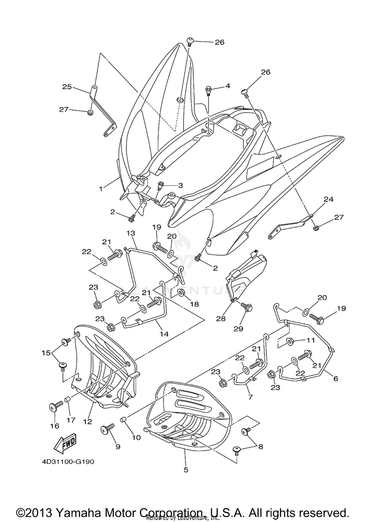 Rear Fender RAPTOR 250 - YFM25RYL - 2009 Schematic