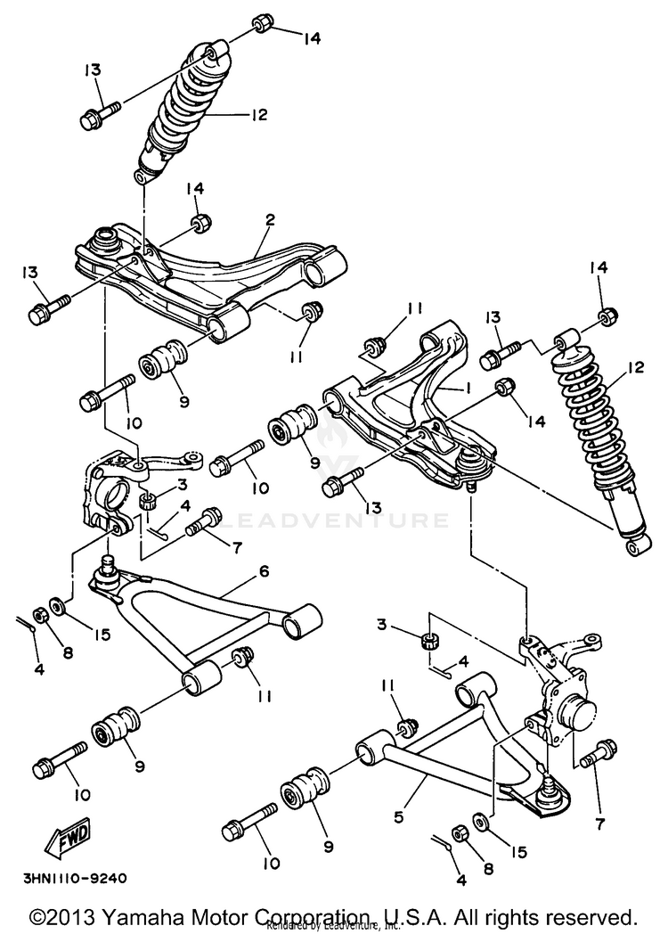Front Suspension Wheel BIG BEAR 2WD - YFM350UH - 1996 Schematic