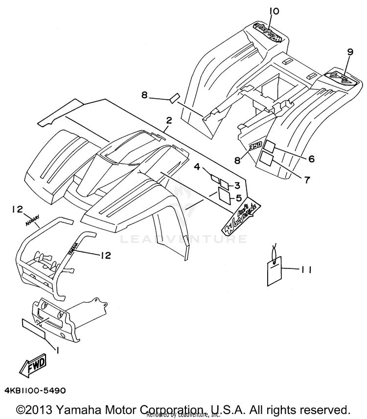 Emblem - Label 1 WOLVERINE 4WD - YFM350FXH - 1996 Schematic