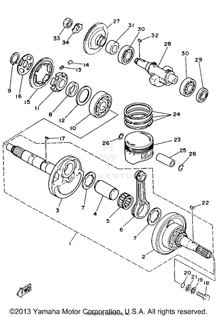 Crankshaft - Piston BIG BEAR 4WD - YFM350FWB - 1991 Schematic