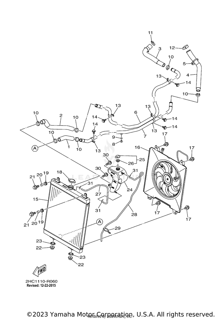 Radiator Hose YXZ1000 EPS SPECIAL - YXZ10YPSGY - 2016 Schematic