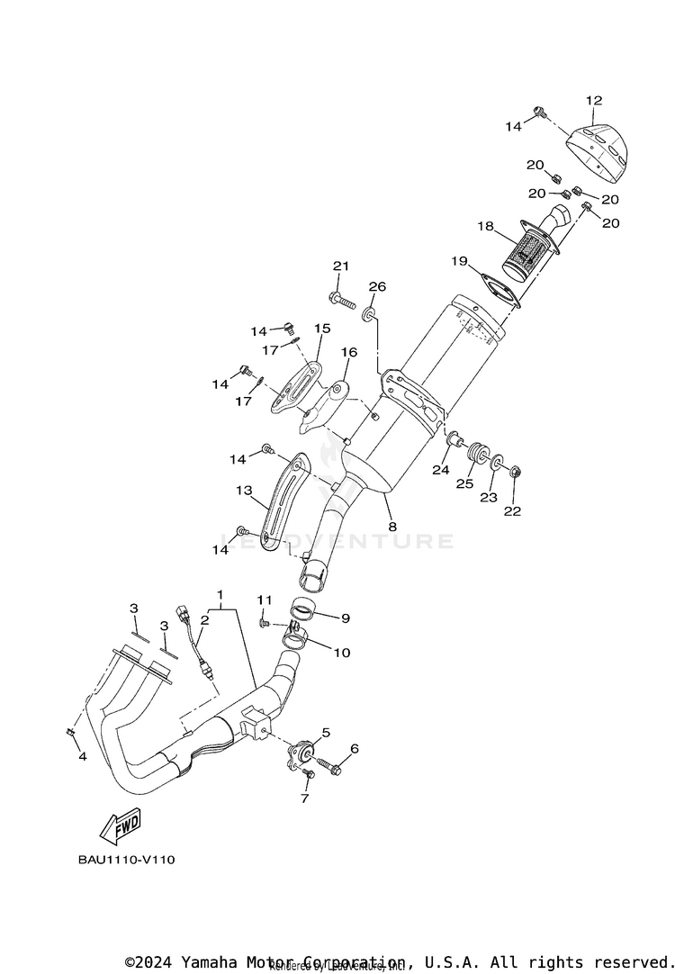 Exhaust TENERE 700 - XTZ7MCB - 2021 Schematic