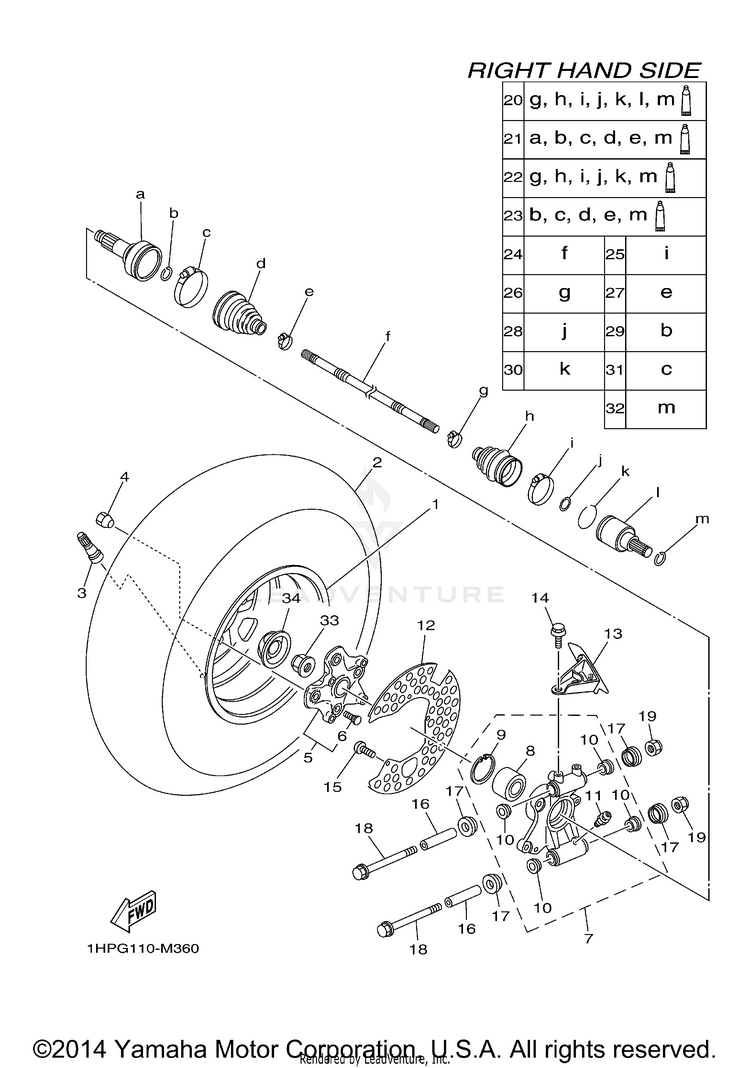 Rear Wheel 2 GRIZZLY 700 EPS 4WD - YFM700PFG - 2015 Schematic