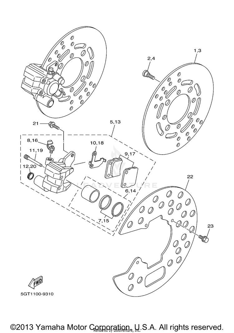 Front Brake GRIZZLY YFM600FHN GRIZZLY REALTREE HUNTER - YFM600FHN - 2001 Schematic