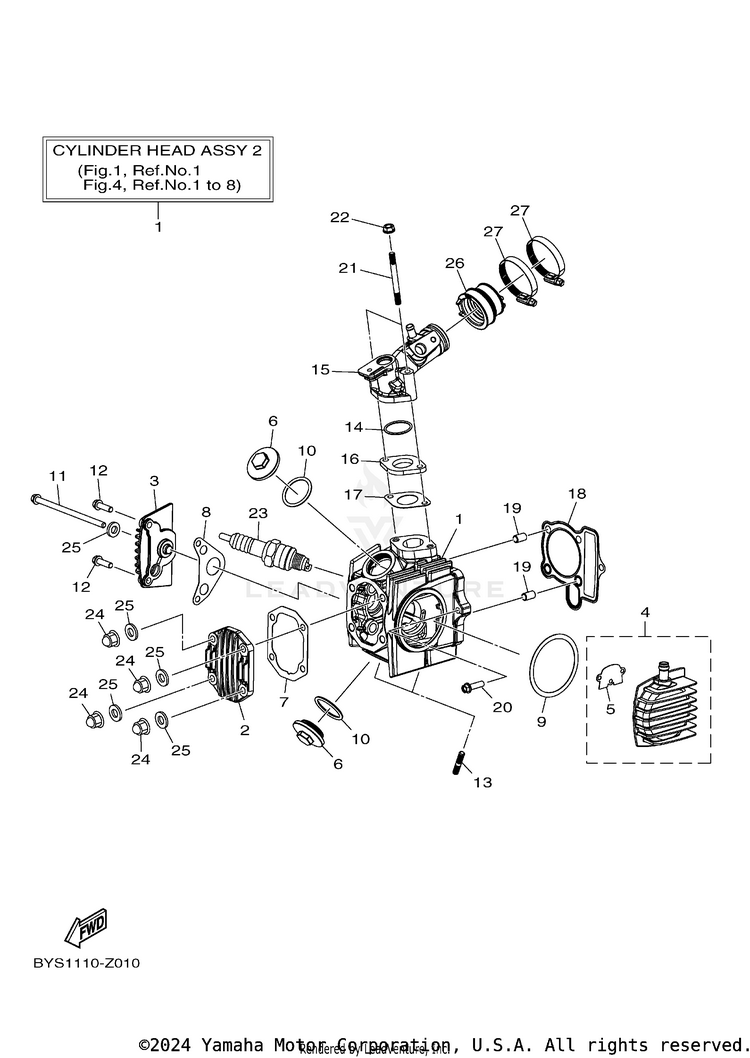 Cylinder Head RAPTOR 110 - YFM01RYXSG - 2025 Schematic