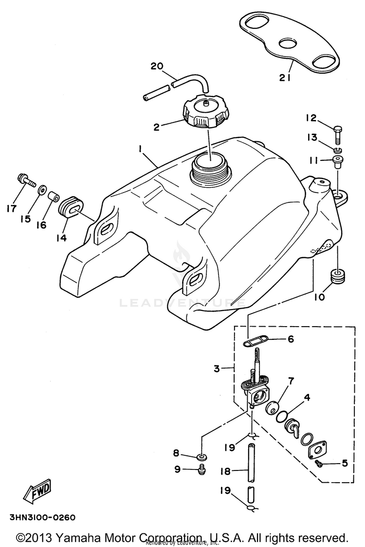 Fuel Tank BIG BEAR 4WD - YFM350FWH - 1996 Schematic