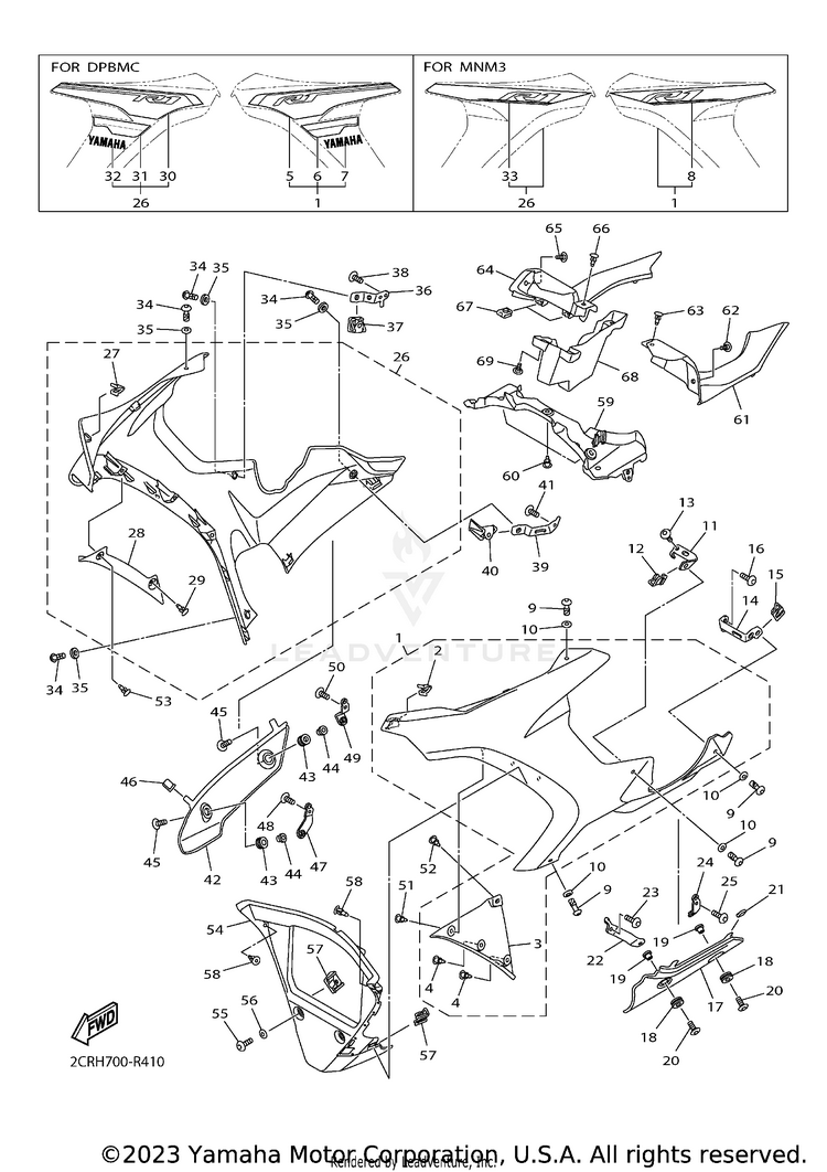 Cowling 2 YZFR1 - YZFR1GCGY - 2016 Schematic
