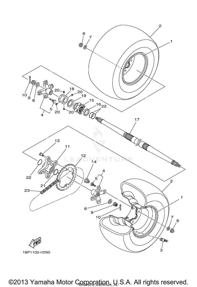 Rear Wheel YFZ450R (BLUISH WHITE SOLID 1) - YFZ450RYW - 2009 Schematic
