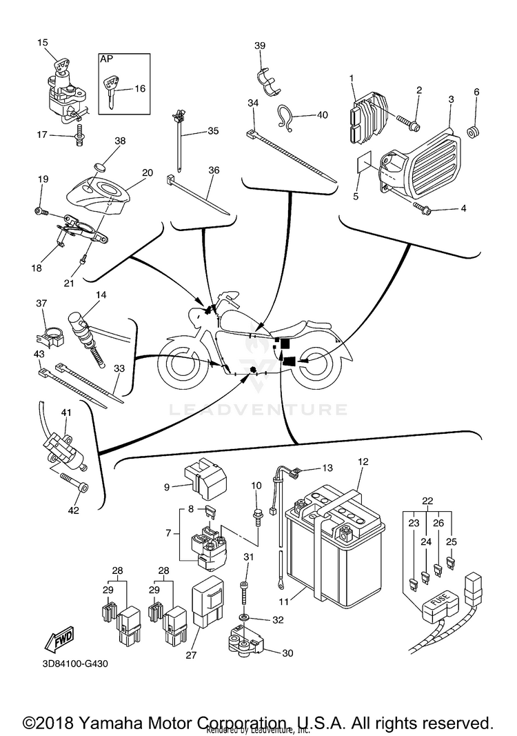 Electrical 2 V STAR 1300 TOURER - XVS13CTXB - 2008 Schematic