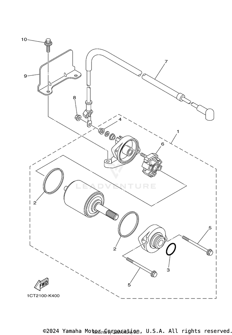 Starting Motor GRIZZLEY 450 HUNTING - YFM450DAEH - 2014 Schematic