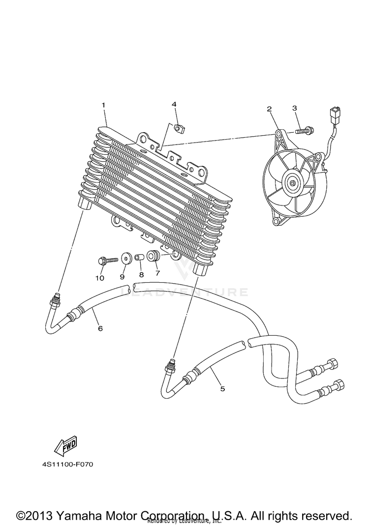 Oil Cooler BIG BEAR 400 4WD - YFM40FBYB - 2009 Schematic