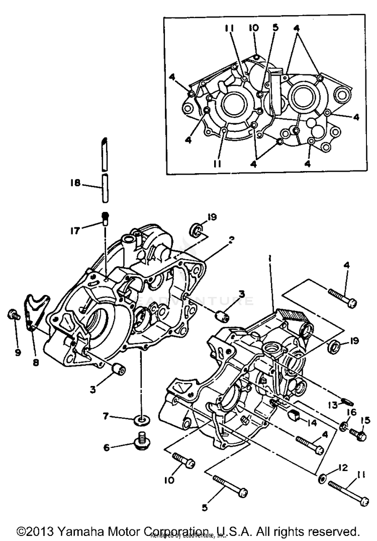 Crankcase BLASTER - YFS200B_MN - 1991 Schematic