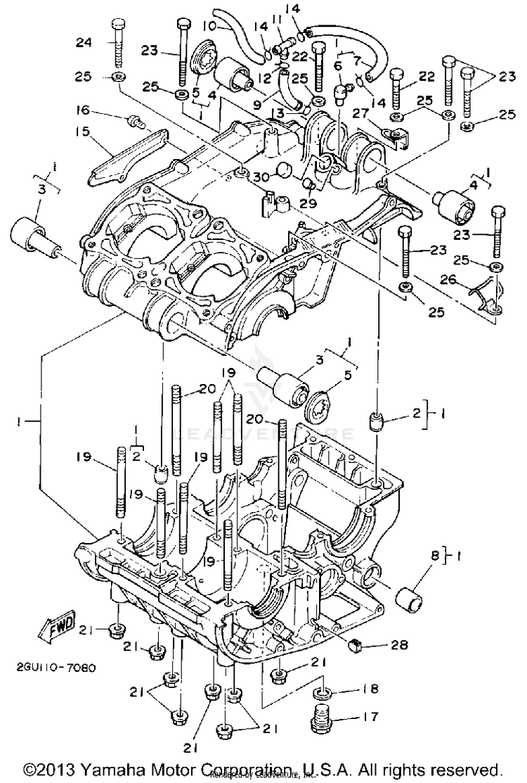 Crankcase BANSHEE - YFZ350D - 1992 Schematic