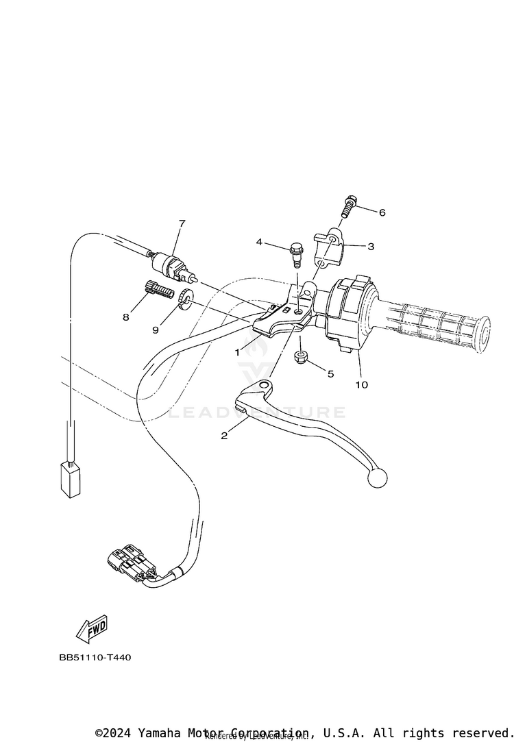 Handle Switch & Lever KODIAK 450 - YFM45KDXRG - 2024 Schematic