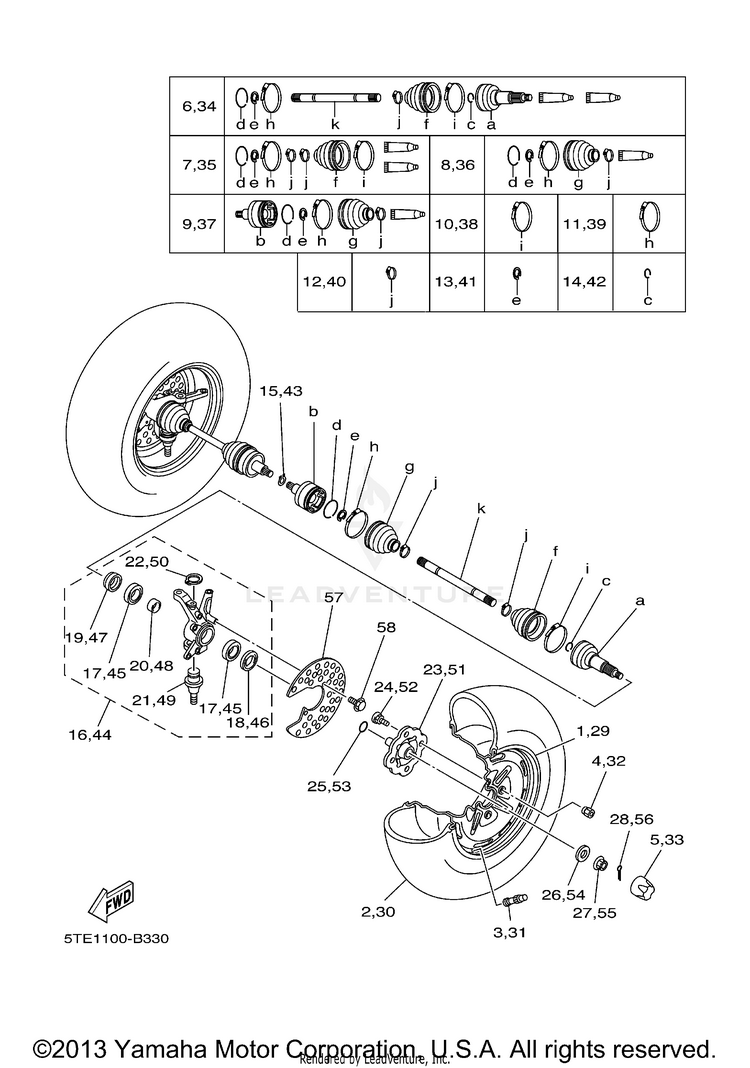 Front Wheel KODIAK 400 4WD - YFM400FAR - 2003 Schematic