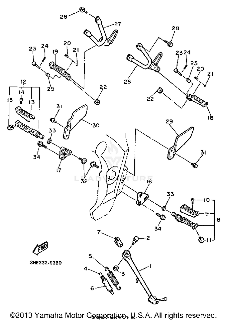 Stand Footrest FZR600AC - 1990 Schematic