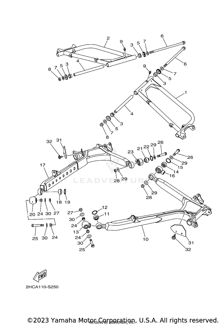 Rear Arm YXZ1000R EPS - YXZ10YMXLR - 2020 Schematic