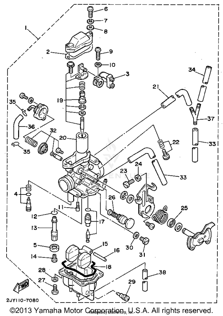 Carburetor (Non-California) Schematic