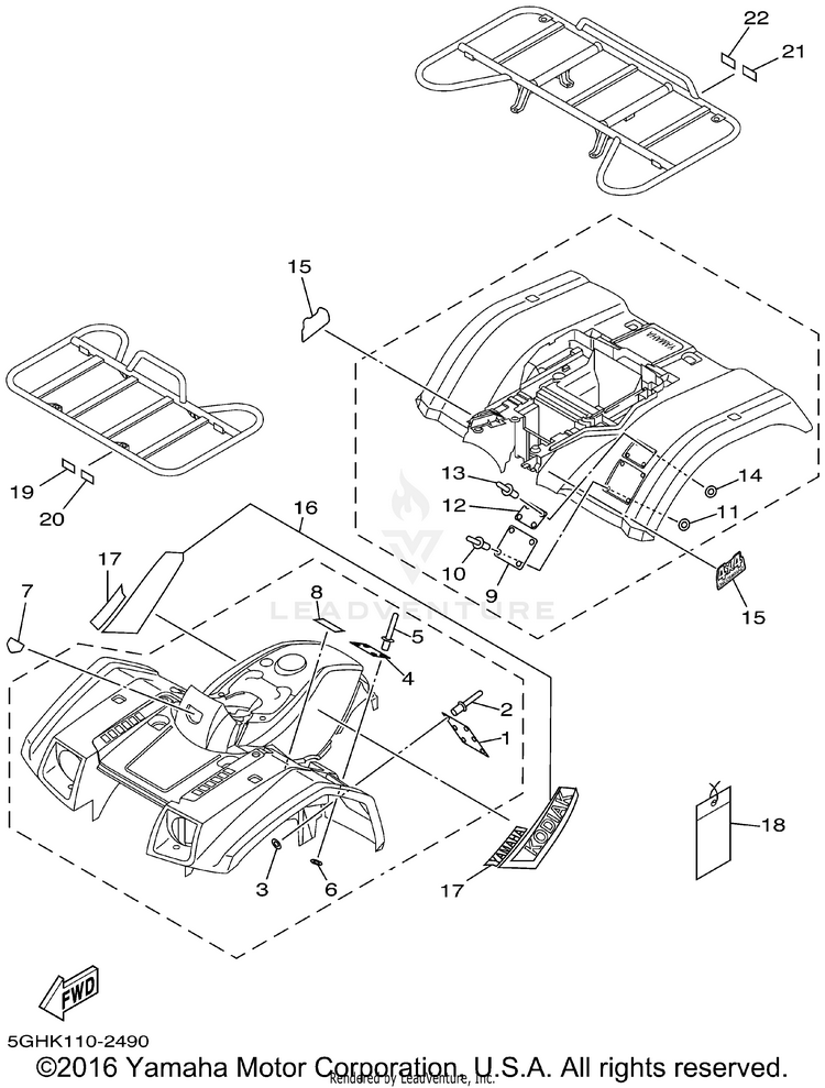 Emblem Label 1 KODIAK 4WD - YFM400FAP - 2002 Schematic