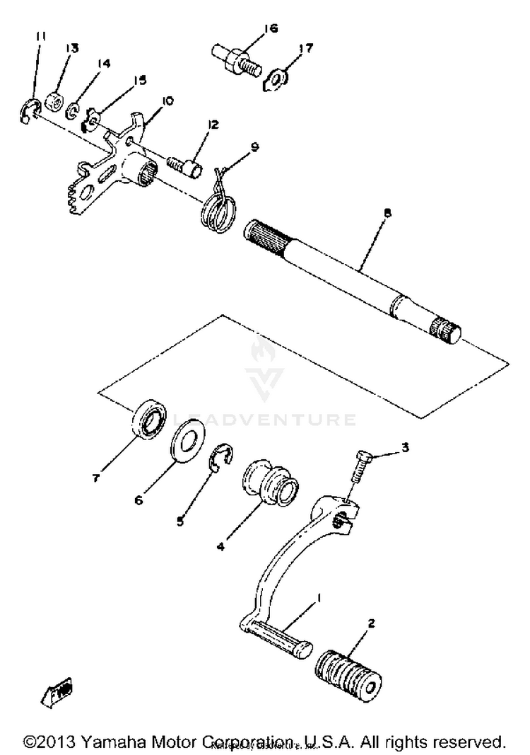 Shift Shaft XT500E - 1978 Schematic