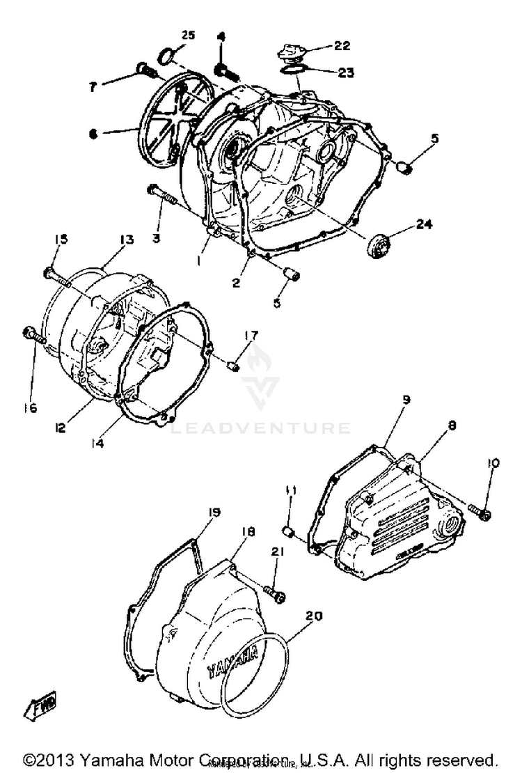 Crankcase Cover XS1100LG - 1980 Schematic