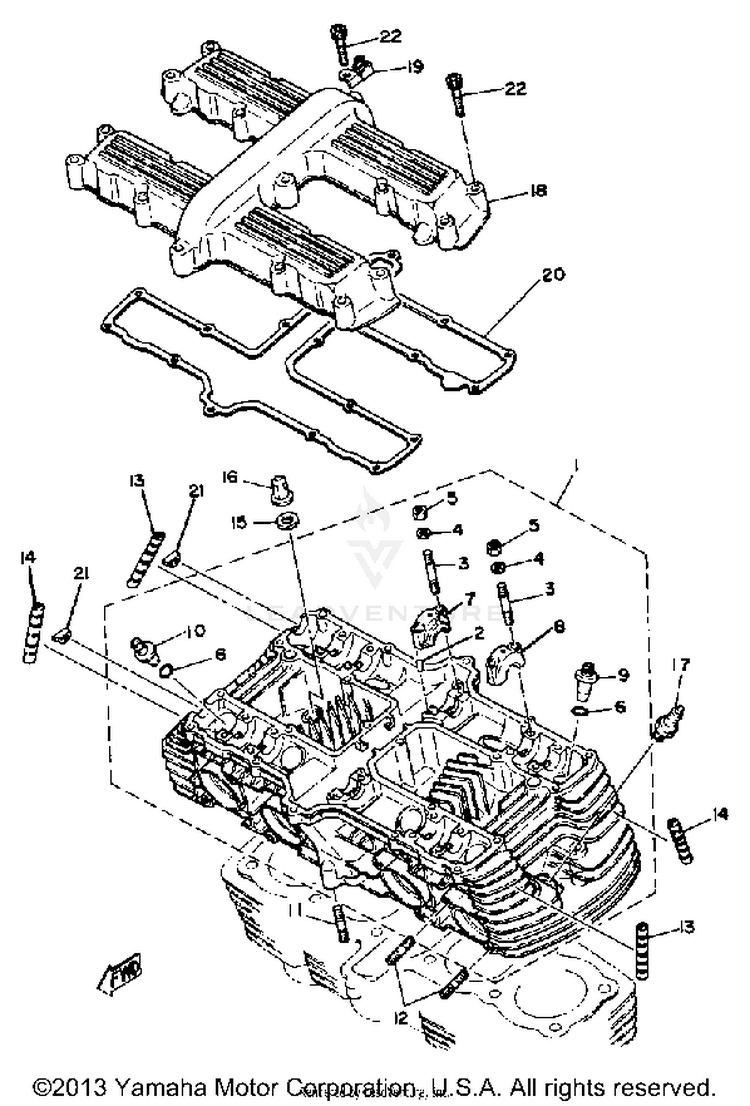 Cylinder Head XS1100H - 1981 Schematic