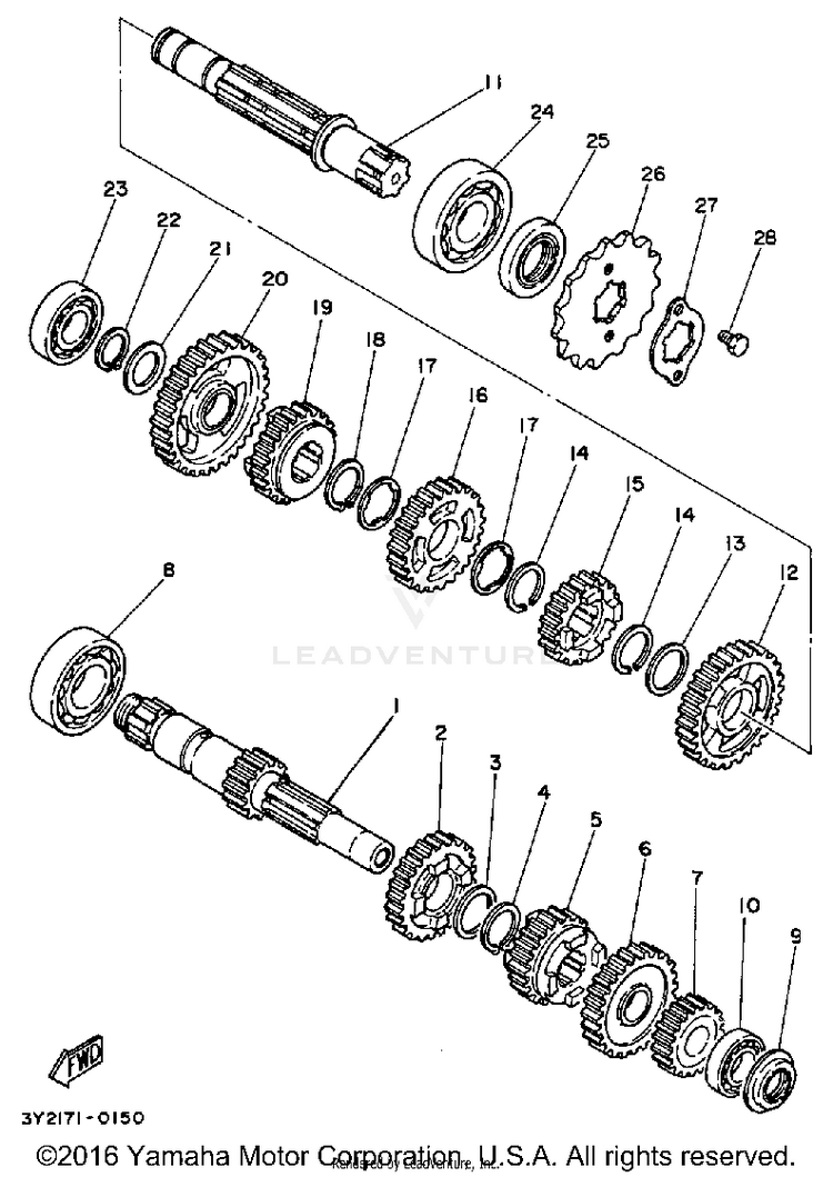 Transmission XT250 - XT250H_198 - 1981 Schematic