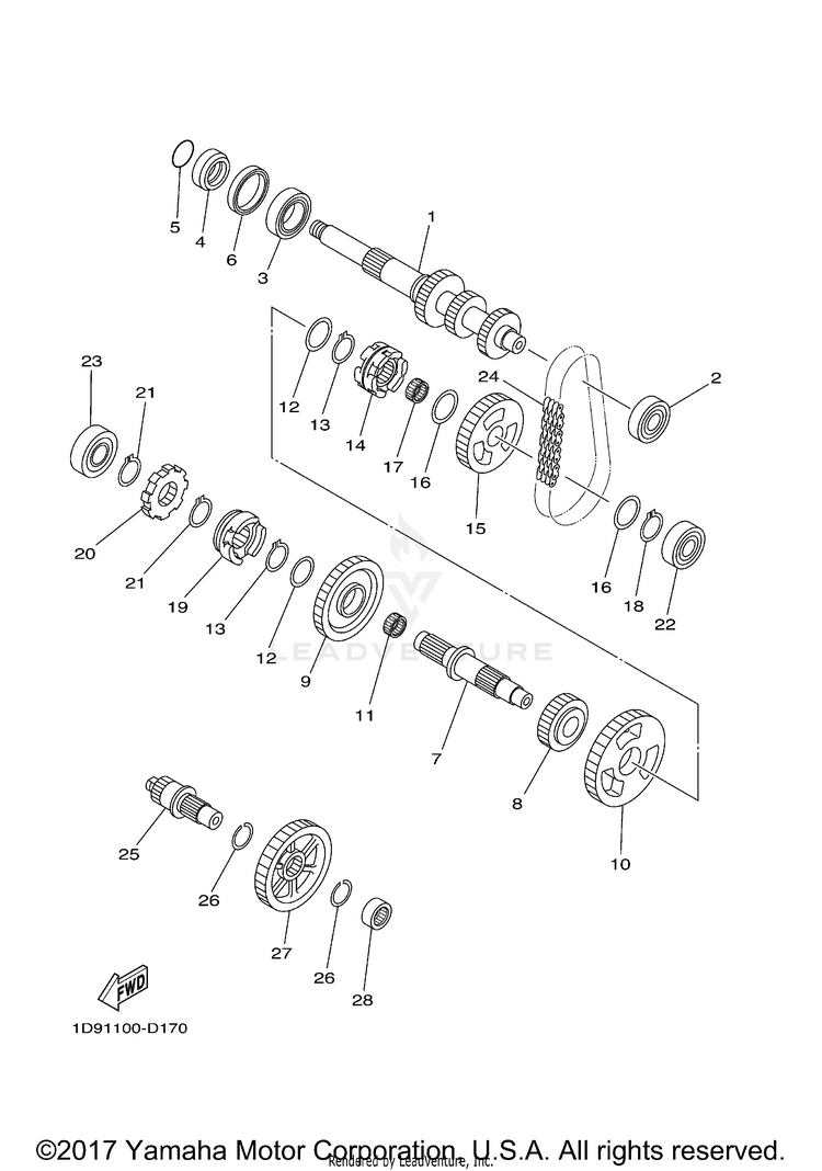 Transmission GRIZZLY 450 4WD - YFM45FGXGR - 2008 Schematic
