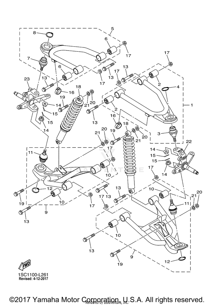 Front Suspension Wheel GRIZZLY 300 - YFM30GBGR - 2012 Schematic