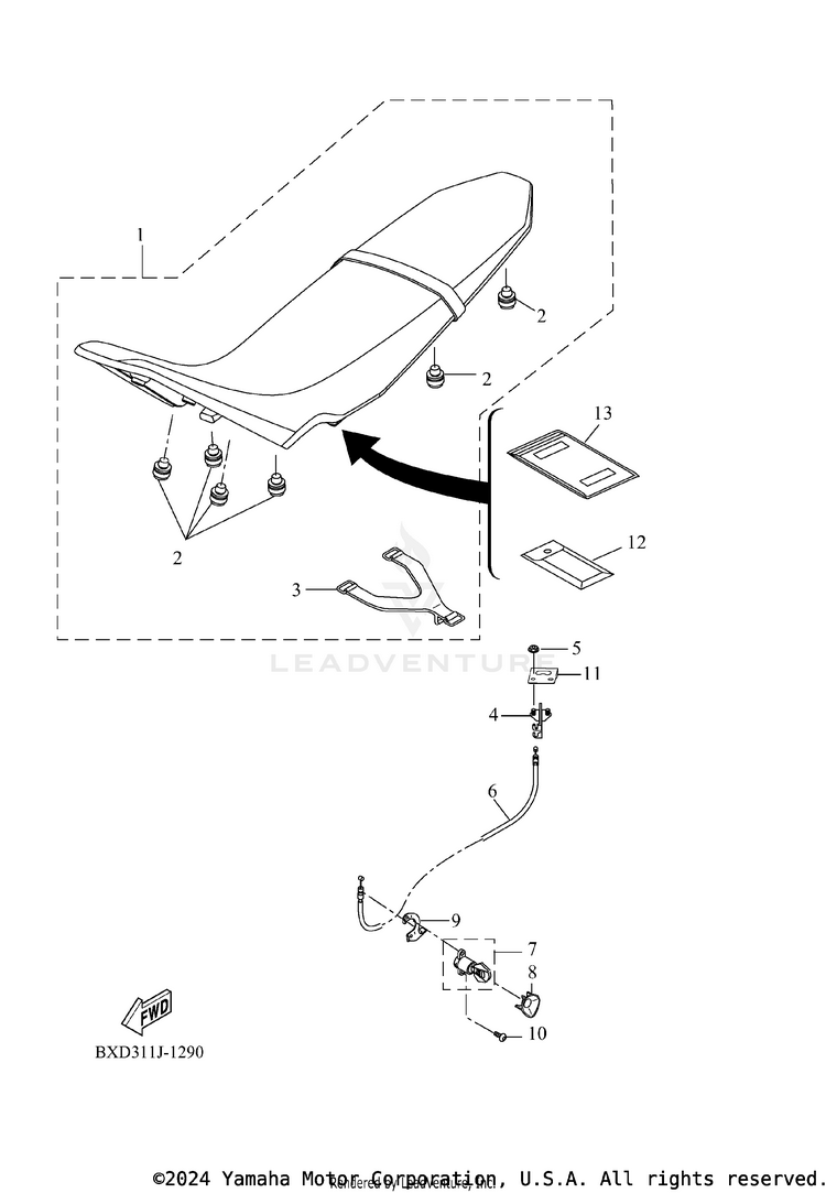 Seat TENERE 700 WORLD RAI - XTZ7WRTCB - 2026 Schematic