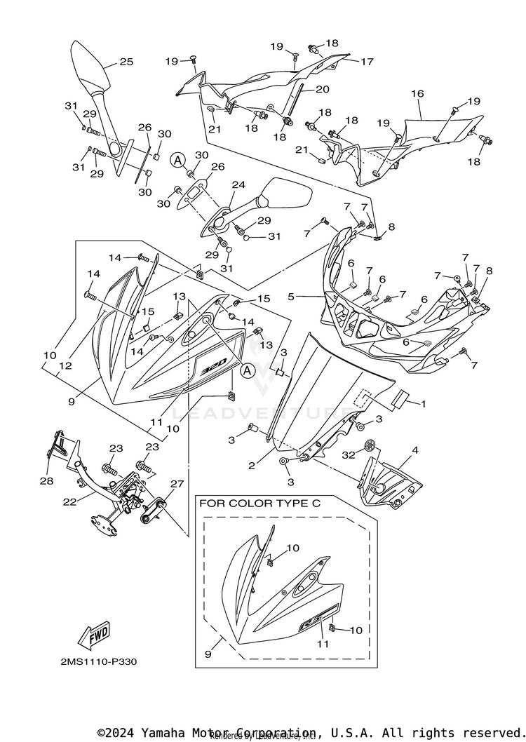 Windshield YZFR3 - YZFR3FB - 2015 Schematic