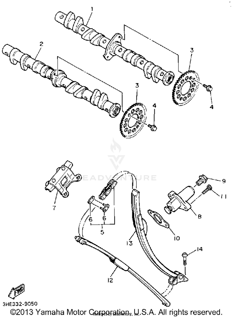 Camshaft Chain FZR600RAC - 1990 Schematic