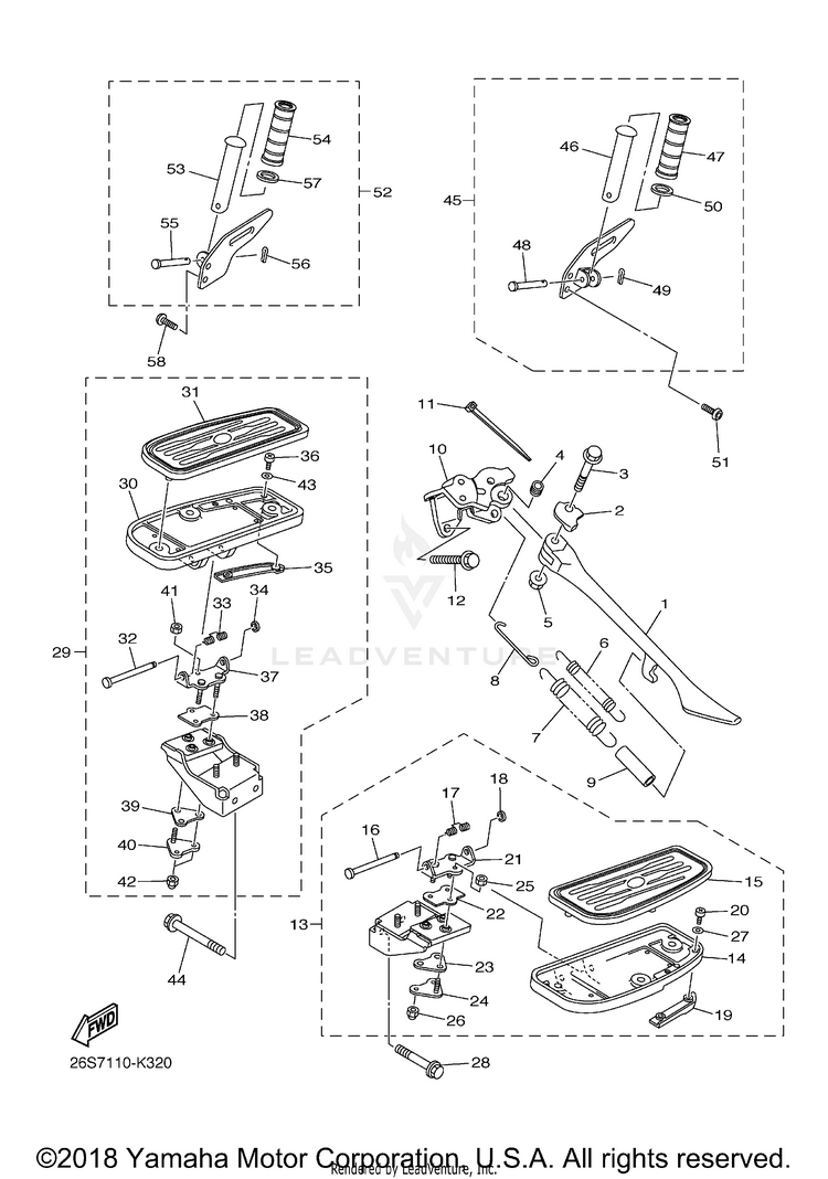 Stand Footrest V STAR 950 TOURER - XVS95CTBCB - 2012 Schematic