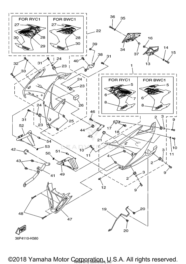 Cowling 2 FZ6R - FZ6RYCW - 2009 Schematic