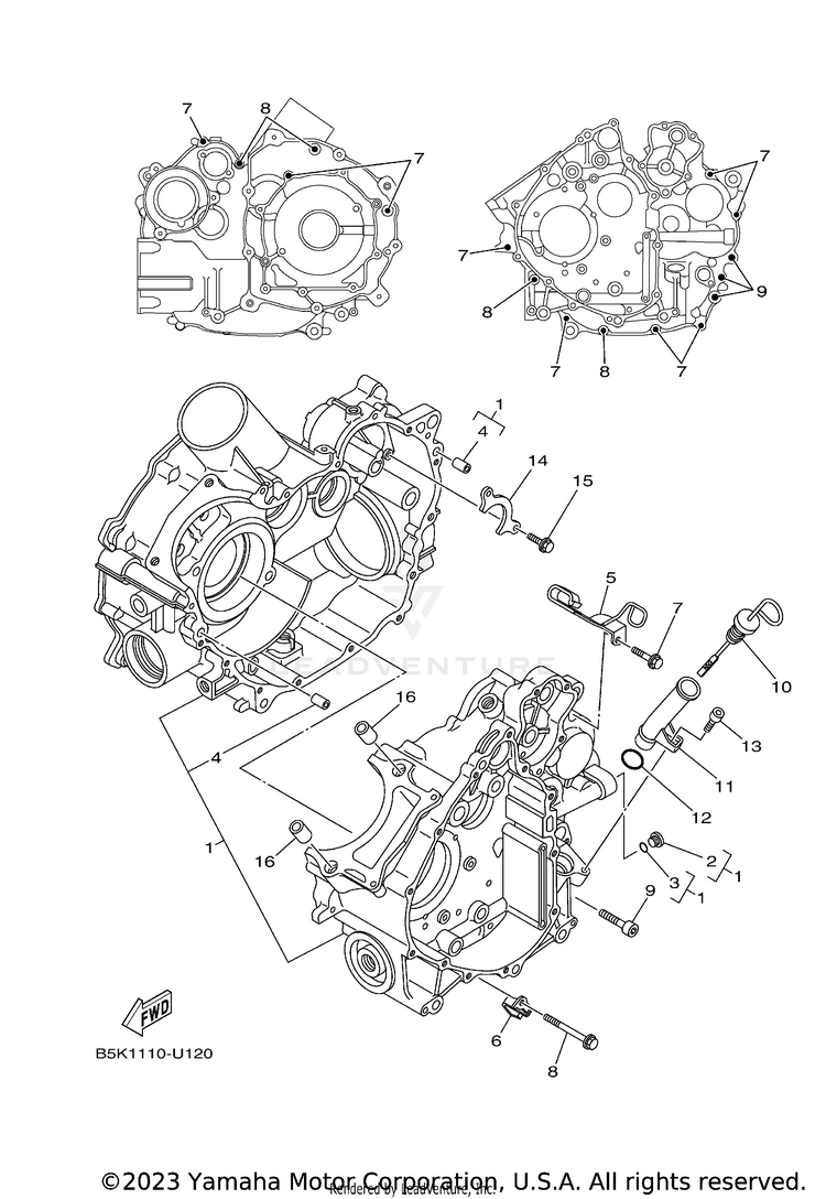 Crankcase KODIAK 700 EPS - YFM70KPAPG - 2023 Schematic