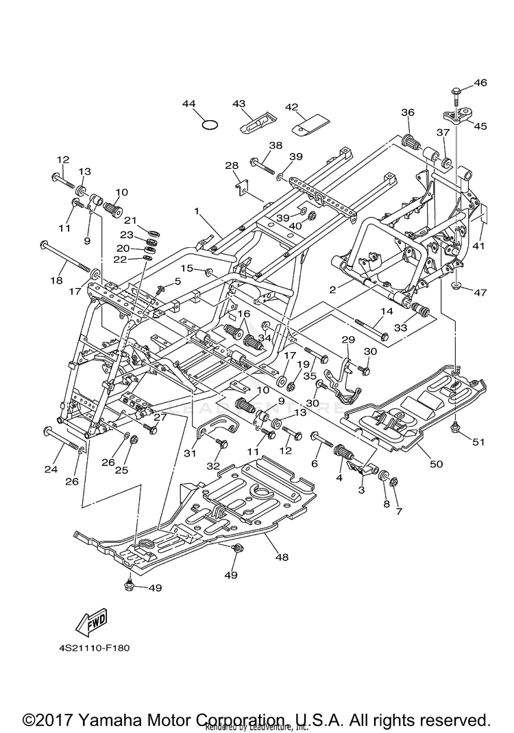 Frame GRIZZLY 350 IRS 4WD - YFM35FGIZG - 2010 Schematic