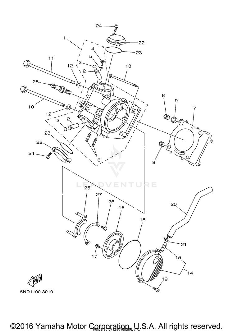 Cylinder Head KODIAK 450 4X4 HARDWOODS - YFM45FAHS - 2004 Schematic
