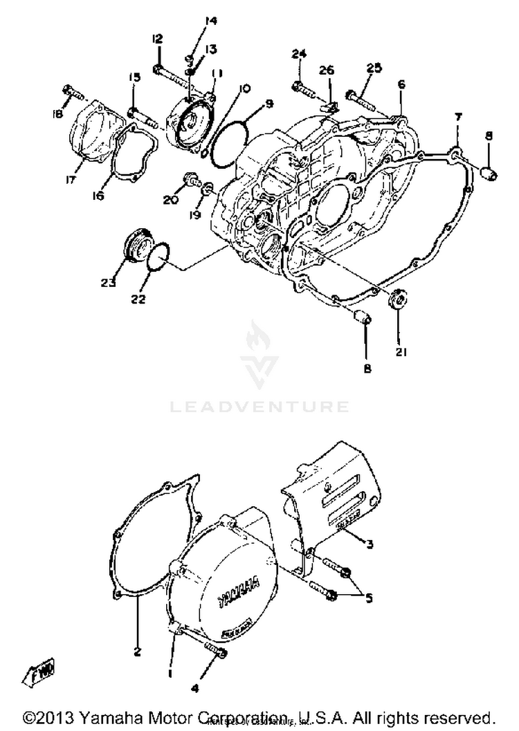 Crankcase Cover XT500E - 1978 Schematic