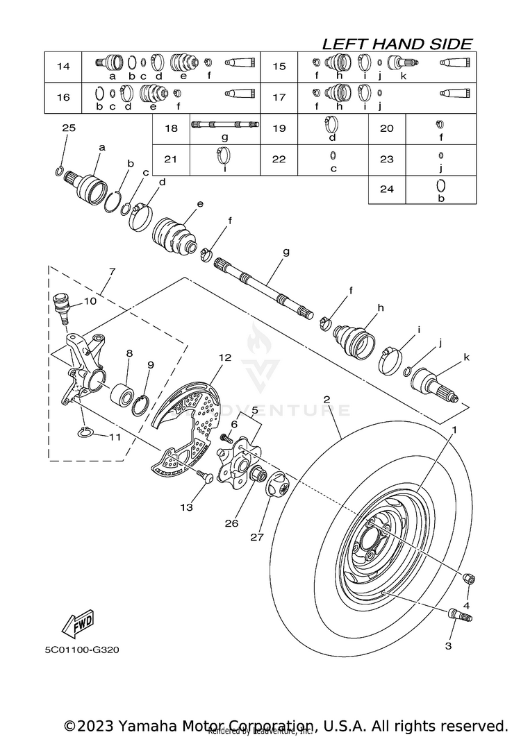 Front Wheel GRIZZLY 700 - YFM7FGXGR - 2008 Schematic