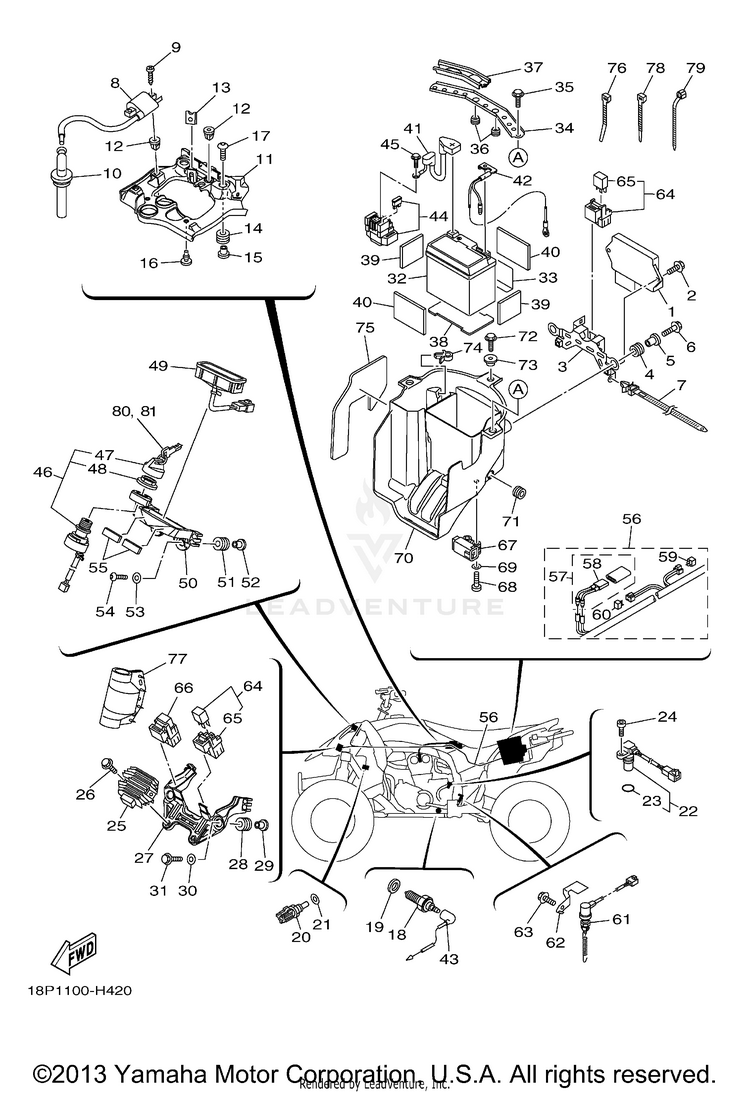 Electrical 1 YFZ450R (BLUISH WHITE SOLID 1) - YFZ450RYW - 2009 Schematic