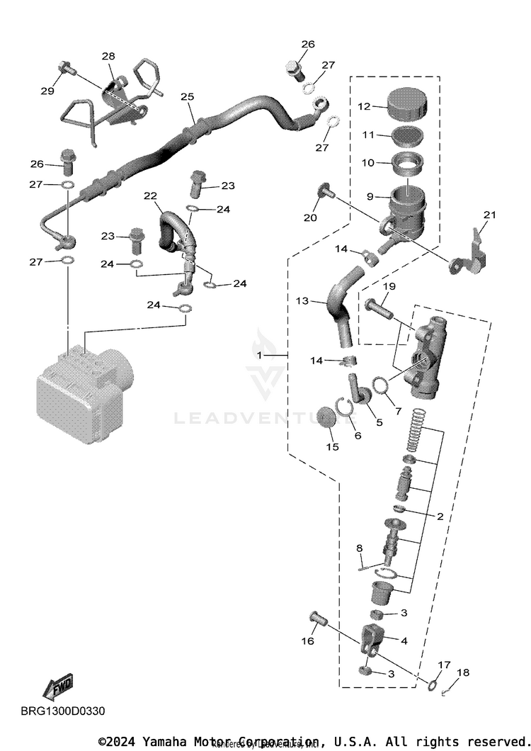 Rear Master Cylinder MT03 - MT03SCB - 2025 Schematic