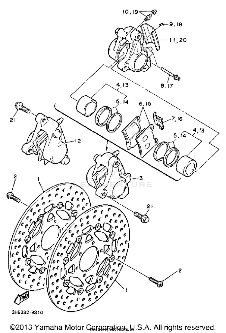 Front Brake Caliper FZR600AC - 1990 Schematic